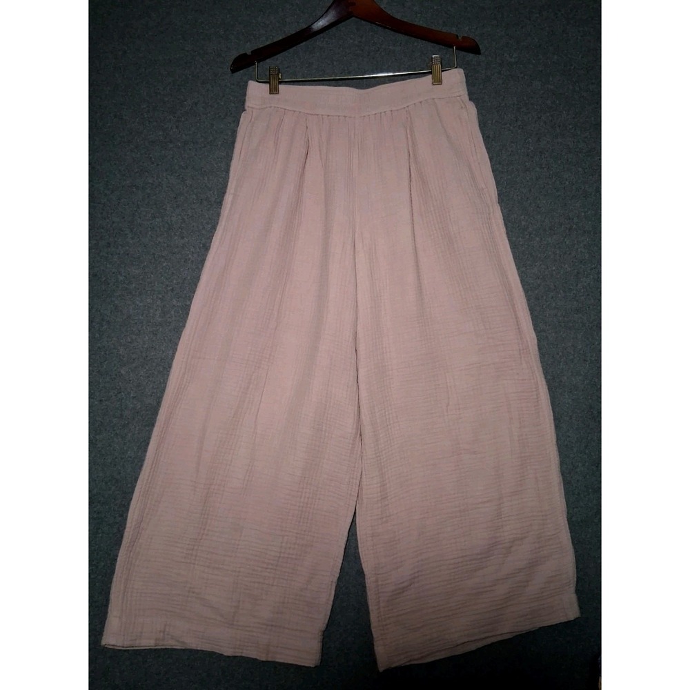 Madewell The Untailored Wide Leg Crop Pants Size M Dusty Rose Crepe Gauzy Beach - Picture 3 of 8